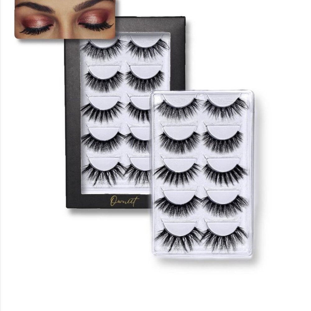 (3 PACK)False Eyelashes Fluffy OWNIIT 3D Faux Mink Wispy Volume Lashes 5 Pairs